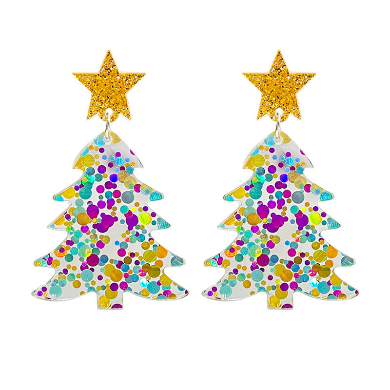 Christmas Atmosphere Earrings Sequins Colorful