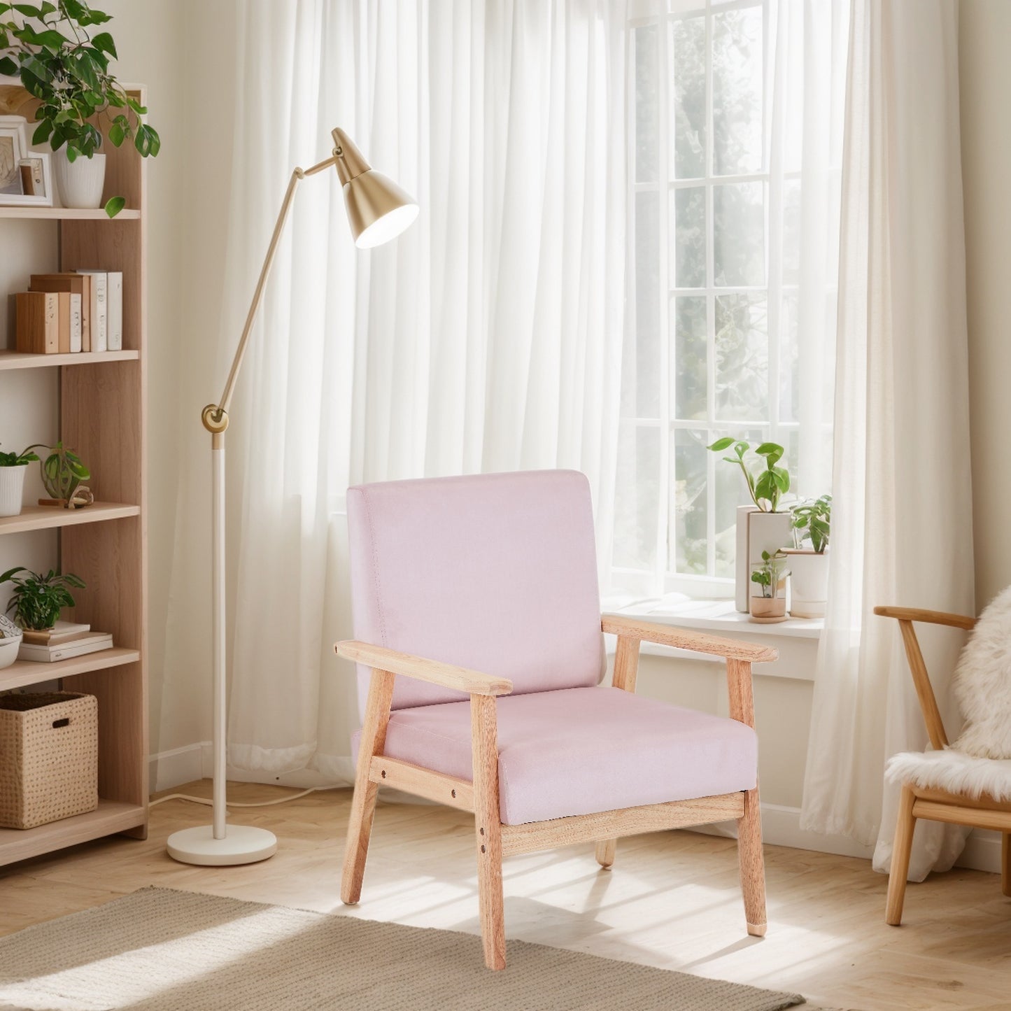 US Local Velvet Accent Chair Relaxing Armchair With Solid Wood Frame For Living Room