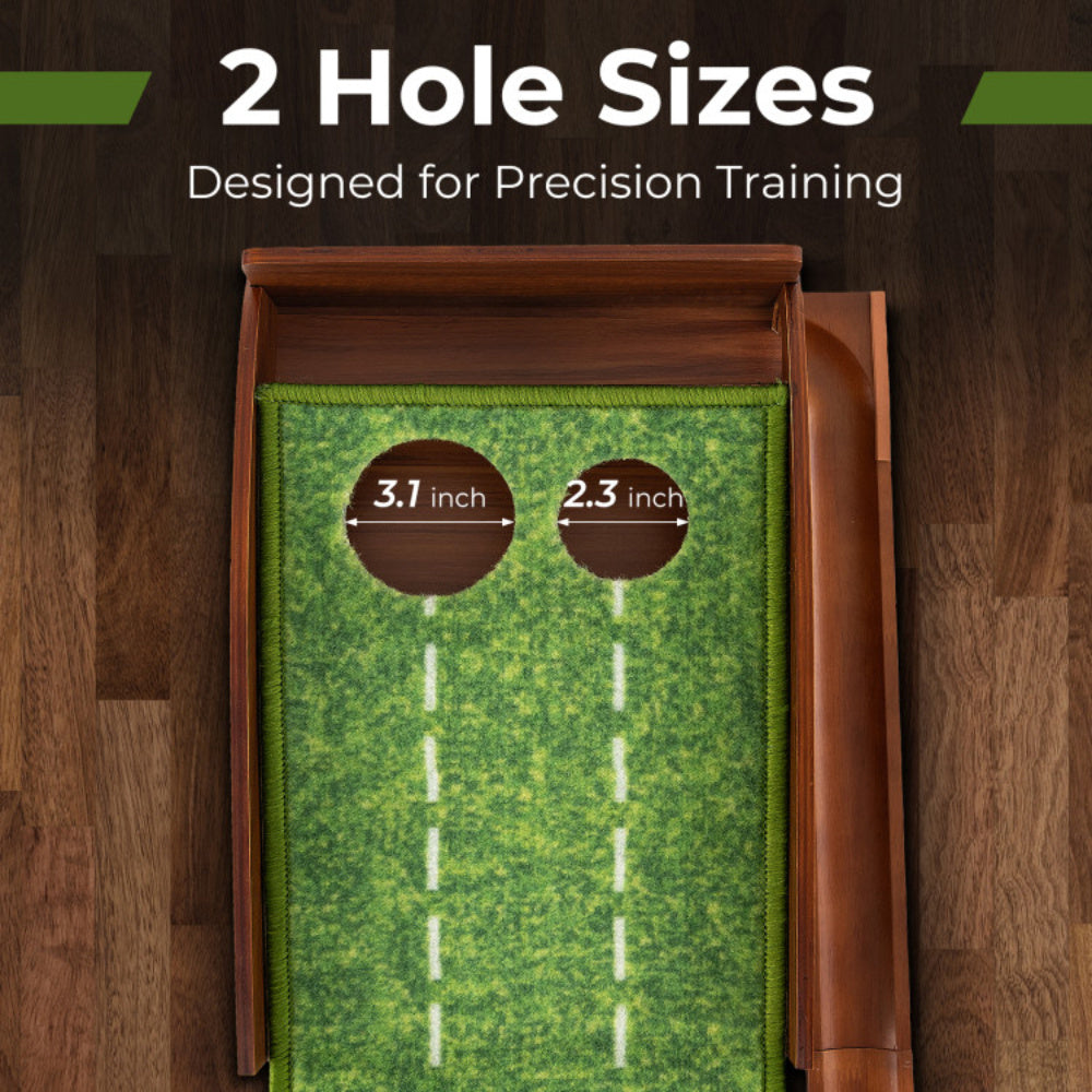 US Local Golf Putting Mat Practice Training Aid With Auto Ball Return And 2 Hole Sizes