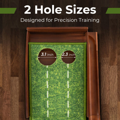 US Local Golf Putting Mat Practice Training Aid With Auto Ball Return And 2 Hole Sizes