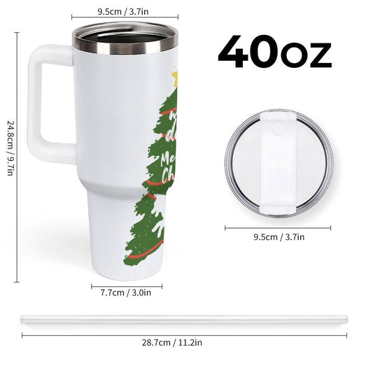PHDT00300 POD US Local Tumbler 40 oz Large Capacity Car Cup Christmas Pet Cat Dog Tree Green