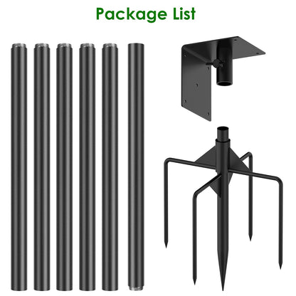 US Local 1 Set  79.92in Bird House Pole Kit Height Adjustable Bird Feeder Pole Mount Kit Heavy Duty Bird House Pole Set With 5 Prongs Base For Bird House Bird Feeder House Not Included