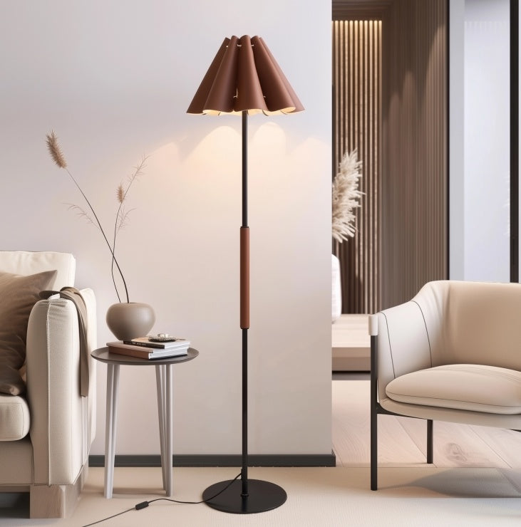 US Local Floor Lamp With Leather Lampshade Perfect For Living Rooms, Bedrooms, Offices