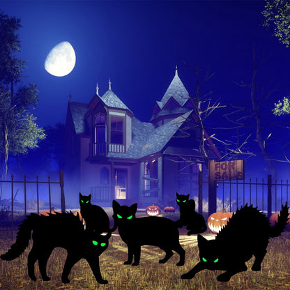 US Local 6Pcs Skull Or 6Pcs Tomb Or 5Pcs Black Cat Halloween Yard Sign Decorations  Glow In The Dark For Haunted House Garden Yard And Scary Theme Party