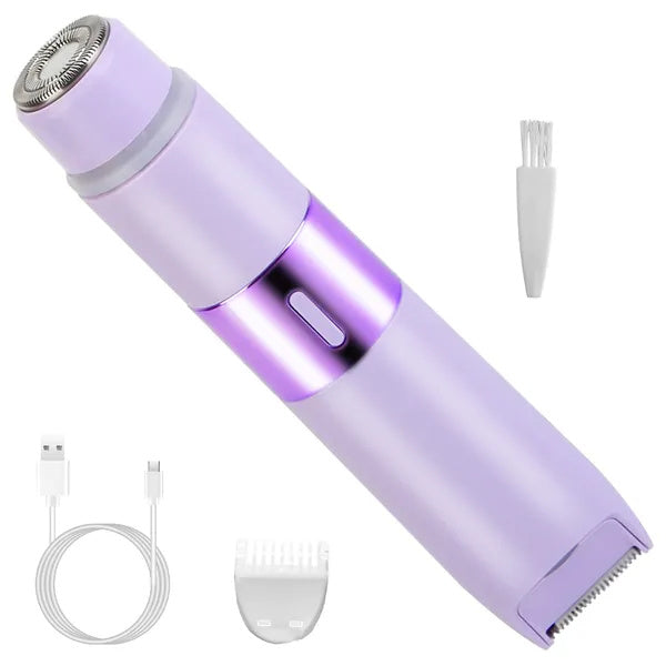 US Local 2 In 1 Bikini Trimmer For Women Dual Head Cordless Body Shaver IPX5 Waterproof Rechargeable Pubic Hair Razor Wet And Dry Use For Bikini Underarm Leg Arm Body Face