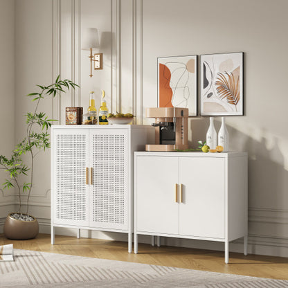US Local Metal Storage Cabinet With 2 Doors And 2 Adjustable Shelves, Steel Garage Storage Cabinet, Metal File Cabinet For Home Office School Gym, White