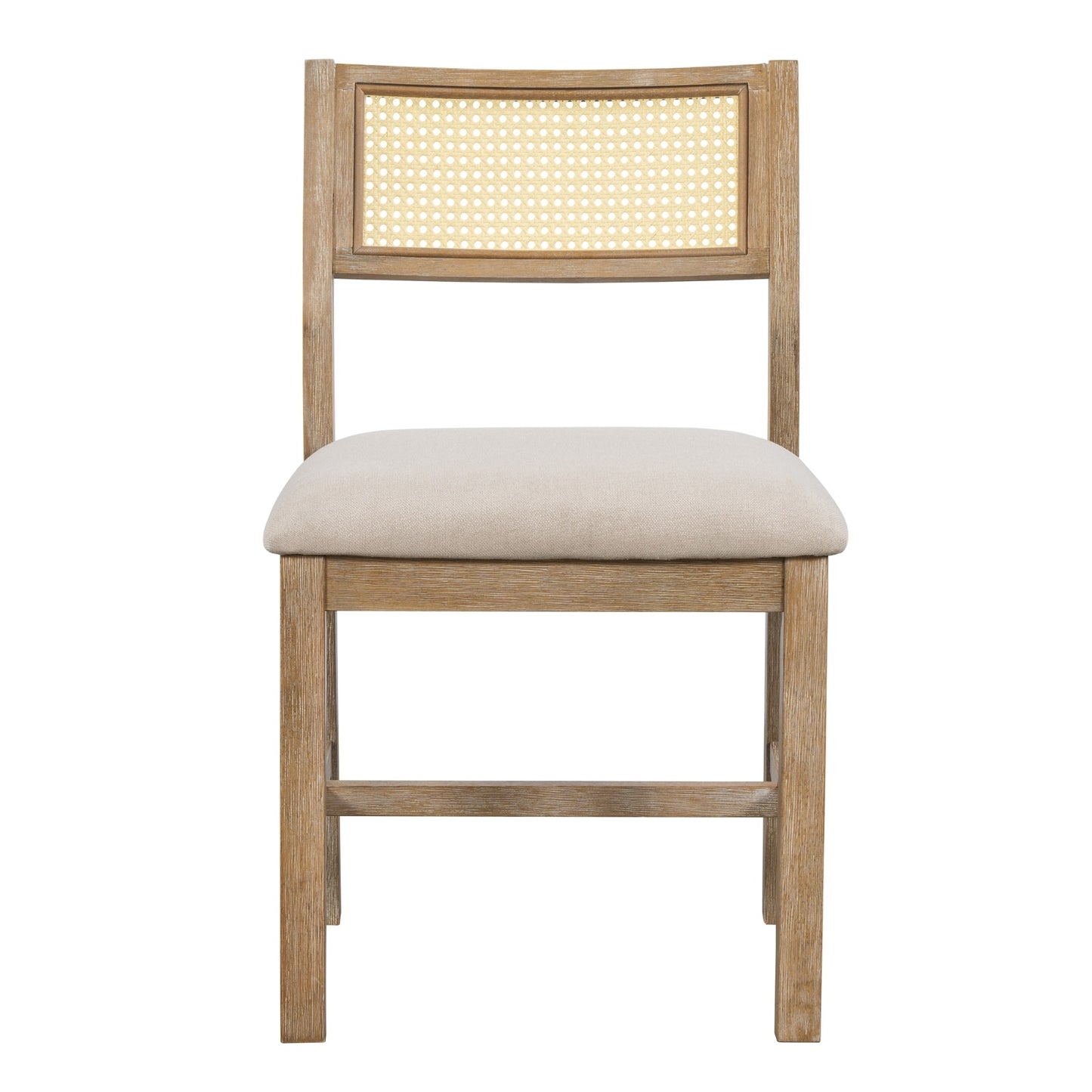 US Local TREXM 6-piece Retro Farmhouse Style Dining Set, Rectangular Table And 4 Upholstered Chairs With Ratt