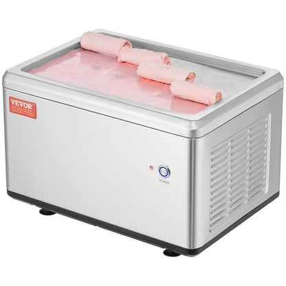 US Local Fried Ice Cream Roll Machine, 19.3" X 14.9" Stir-Fried Ice Cream Pan, Stainless Steel Rolled Ice Cream Maker With Compressor And 2 Scrapers, For Making Ice Cream, Frozen Yogurt, Ice Cream Rolls