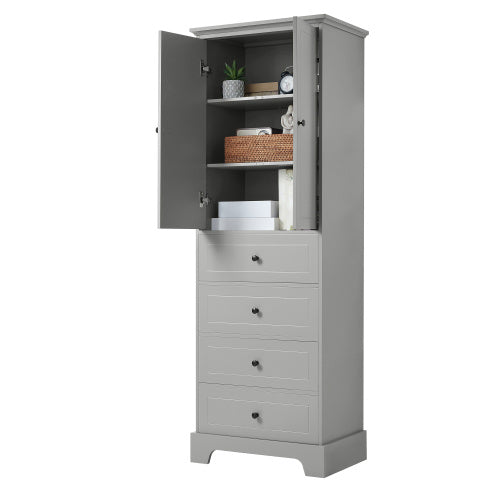 US Local Cabinet With 2 Doors And 4 Drawers For Bathroom, Office