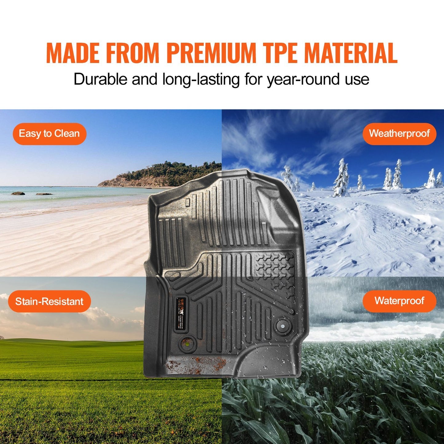 US Local VEVOR Automotive Floor Mats Fits For Ford F-250 F-350 F-450 2017-2022 3 Pcs