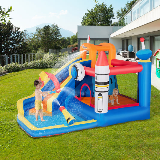 US Local 5-in-1 Kids Bounce House Inflatable Water Slide with Pool