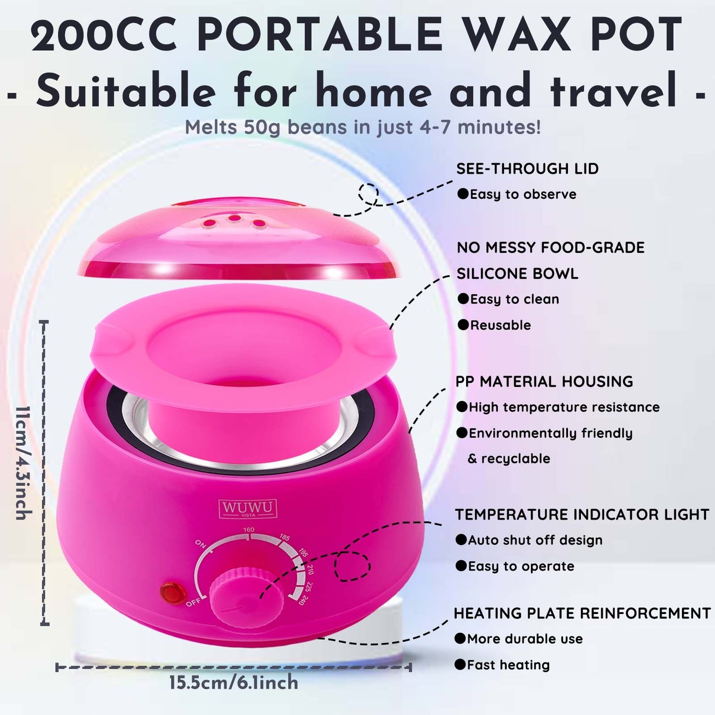 US Local Waxing Kit WUWUVISTA 69 Items Hair Removal Wax Kit With Wax Warmer Waxing Beads For Face, Brazilian, Full Body, Bikini, Sensitiive Skin Skin Suitable For Plugs Of American, European Specification