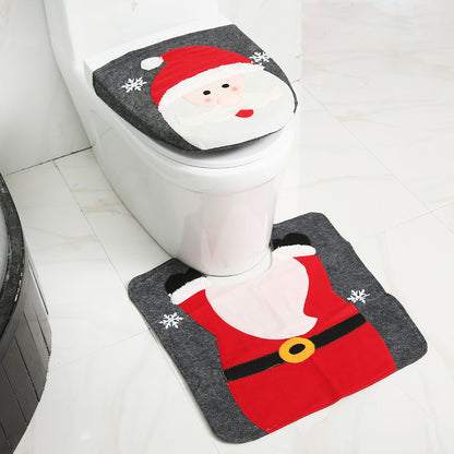 US Local Merry Christmas Bathroom Curtain Santa Claus Toilet Seat Christmas Decorations