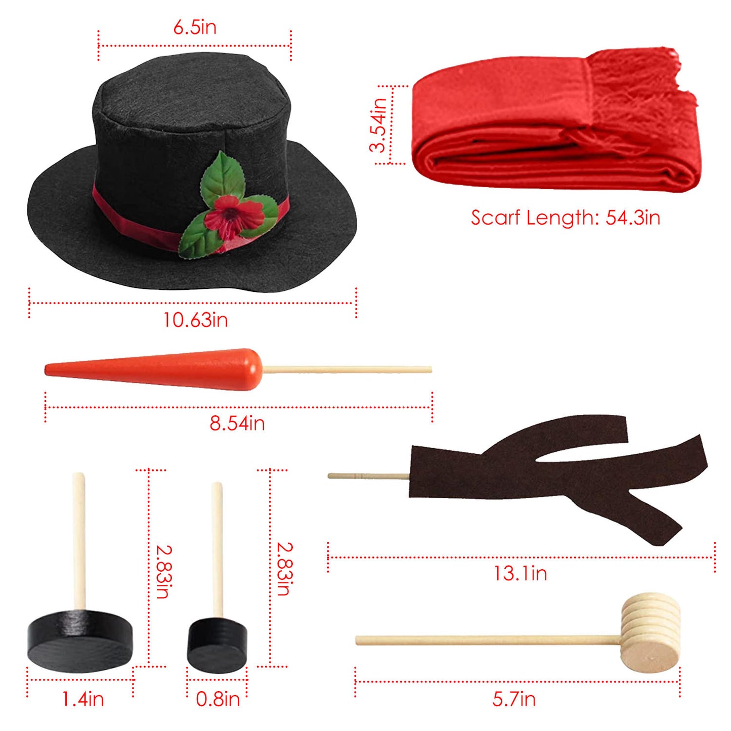 US Local 1 Set 16Pcs Snowman Decorating Dressing Kit Winter Party Kids Outdoor Toys Christmas Decoration Gift Hat Scarf Eye Mouth Nose Accessories