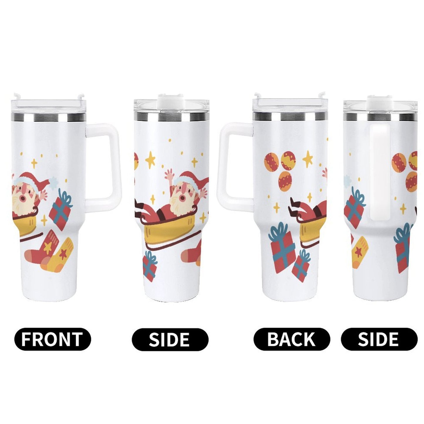 PHDT00152 POD US Local Tumbler 40 oz Large Capacity Car Cup Christmas Santa Claus Gift Star