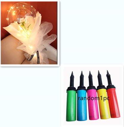 US Local LED Luminous Balloon Rose Bouquet Transparent Bobo Ball Rose