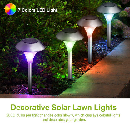 US Local 24 Pcs 12Pcs 8Pcs 4Pcs Solar Garden Lights IP44 Waterproof 7 Color Changing For Yard Driveway Walkway