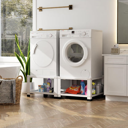 US Local Laundry Pedestal 18 In Height, Washer And Dryer Pedestals With Storage Shelf, 700lbs Weight Capacity Washing Machine Stands For Most Washers And Dryers, Assembly Required, White, 2 Pack