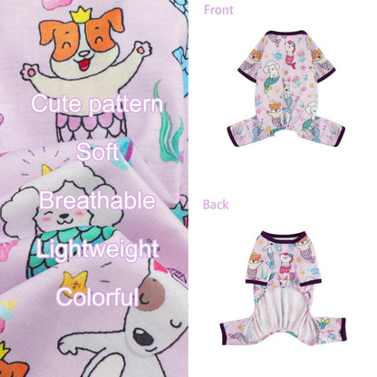 US Local Dog Pajamas Pjs Spring Summer Dog Clothes For Small Dogs Girl Boy, Soft Stretchy Tiny Chihuahua Yorkie Puppy Clothes Doggie Onesies Cat Pet Jammies Outfit, Mermaids