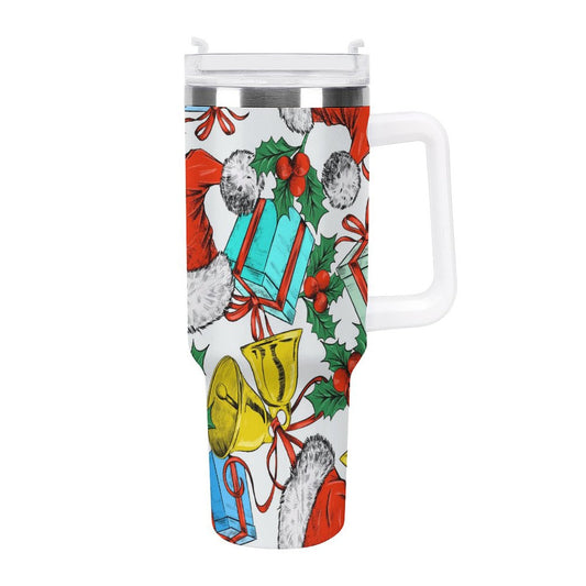 PHDT00295 POD US Local Tumbler 40 oz Large Capacity Car Cup Christmas Hats, Bells, Gifts