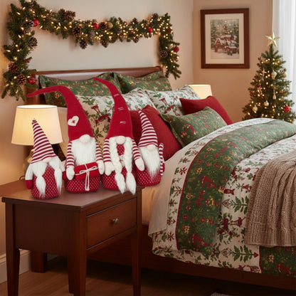 US Local 4 PCS Set Tall Christmas Gnome Family Red Halloween Decorations Harvest Festival Autumn Indoor Outdoor Holiday Display FBA Shipment