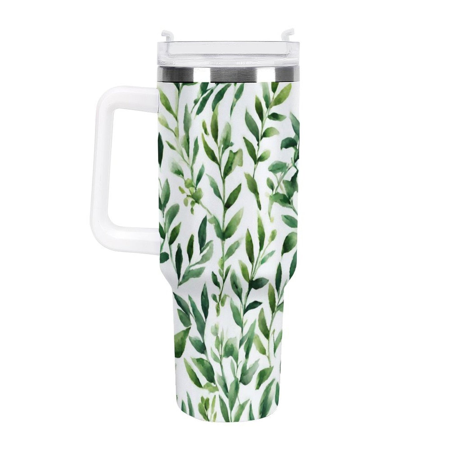 PHDT00473 POD US Local Tumbler 40 oz Large Capacity Car Cup Watercolor, Green Leaves, Spring