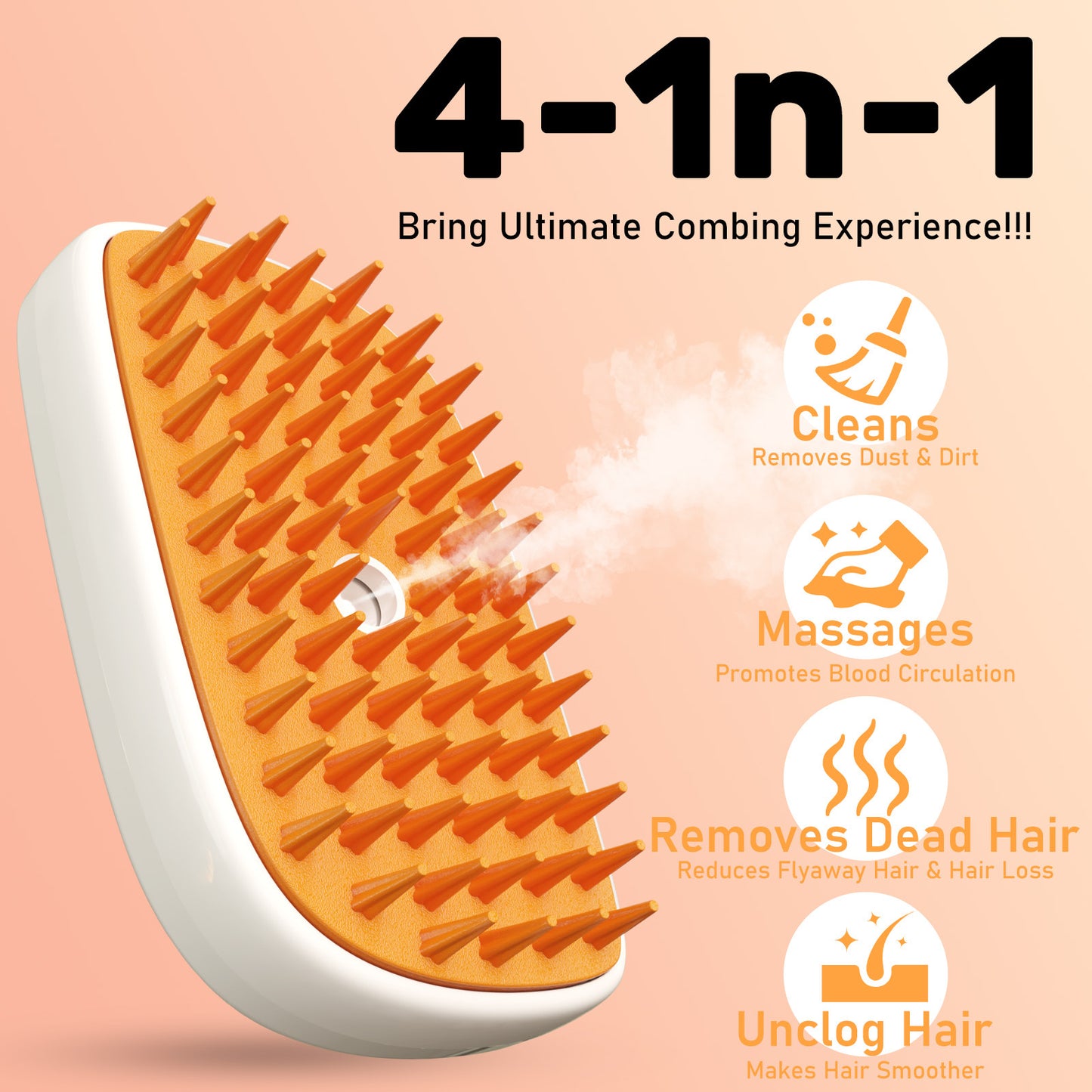 US Local 4 In 1 Cat Steam Brush, Anti Static Shedding Spray Comb, Hair Removal, Mist Indoor Steamy Grooming Brush For Dog, Water Spritz Defur Cepillo, Spa Steamer Cloud Para Gatos