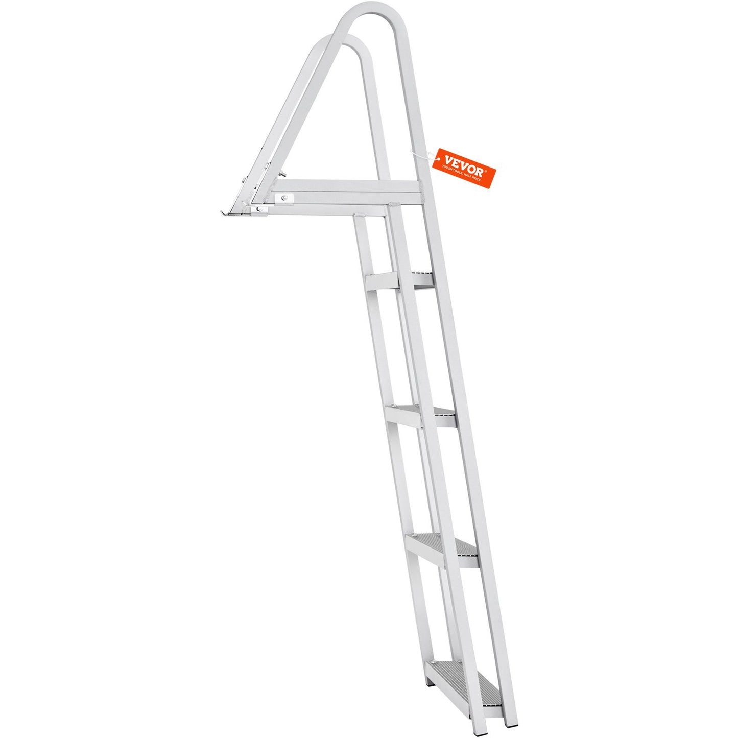 VEVOR Dock Ladder, Removable 4 Steps, 350 Lbs Load Capacity, Aluminum Alloy Pontoon Boat Ladder With Wide Step & Nonslip Rubber Mat, Easy To Install For Ship Lake Pool Marine Boarding