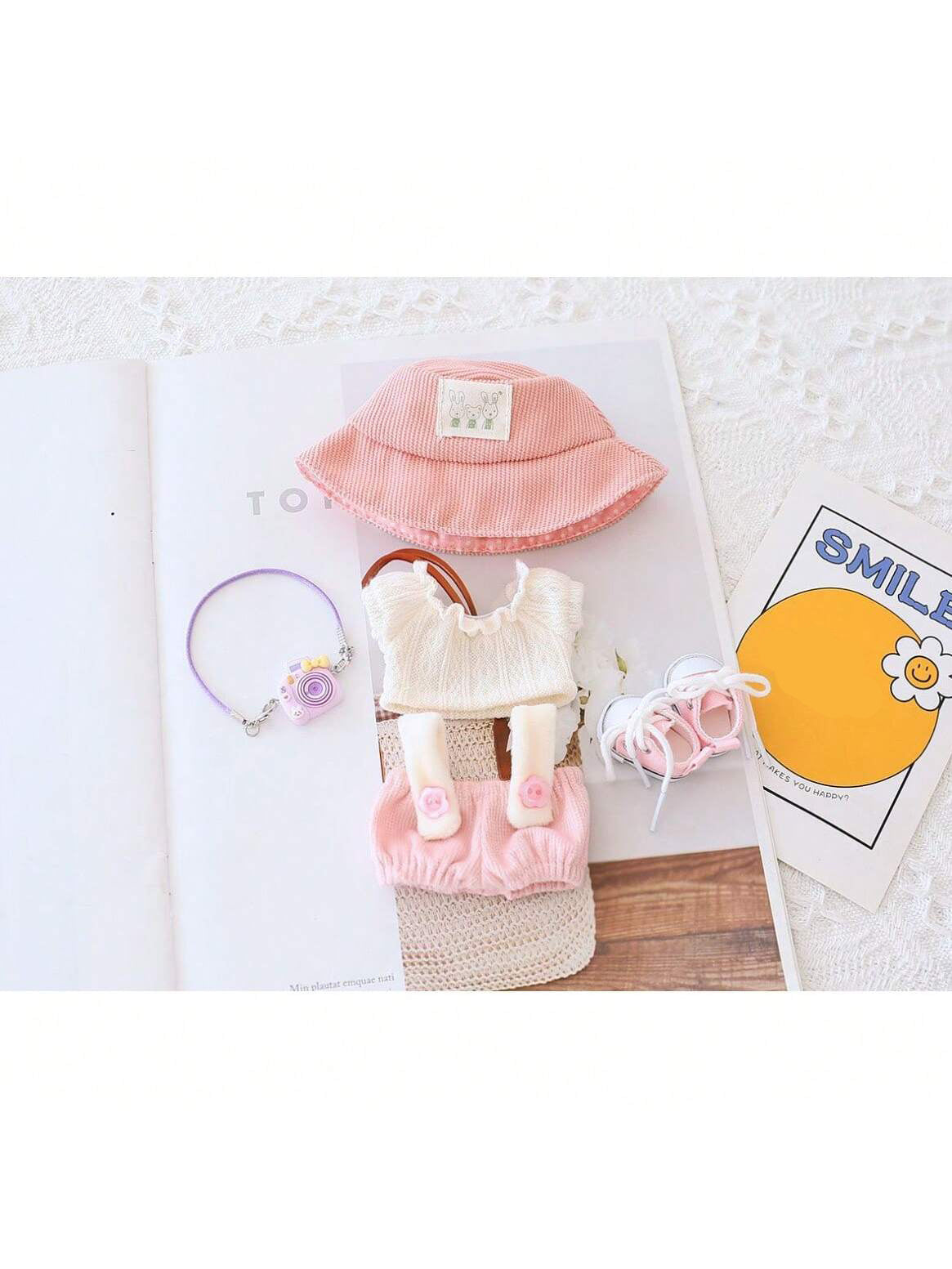 US Local 5PCS-Set Cute Hat Shoes Doll Clothes Outfit Set For LABUBU 15CM-17CM Doll, Adorable Dress Up Accessories For Doll - Dolls Not Included
