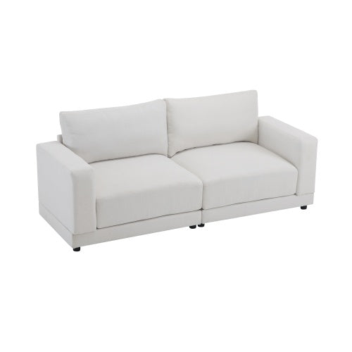 US Local 81 Modern Square Arm Sofa With Soft Velvet Upholstery, Deep Cushions, And Sturdy Legs In Navy Blue For Living Room Or Bedroom