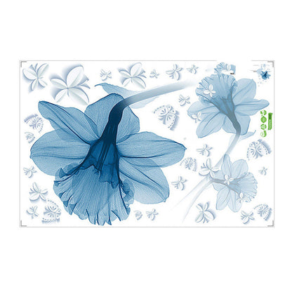 US Local Nordic Blue Flower Background Ring Creating Decorative Wall Stickers