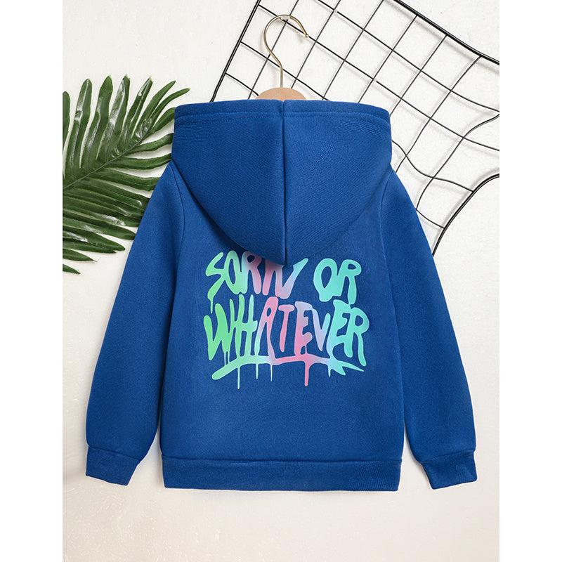 US Local Toddler Girl Zip Up Hoodie Jacket Sorry Or Whatever Letter Print Long Sleeve Sweatshirt Kids Hooded Jacket