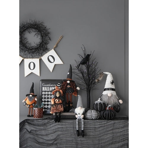8.3x5x24 Fabric Standing Gnome W Orange Banner  Spring Body, For Halloween Decor