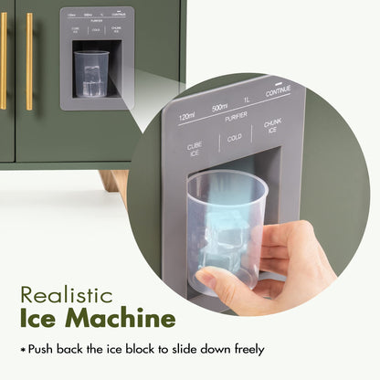 US Local ROBUD Green Wooden Kitchen Toy Set With Accessories Chef Pretend Playset For Kid