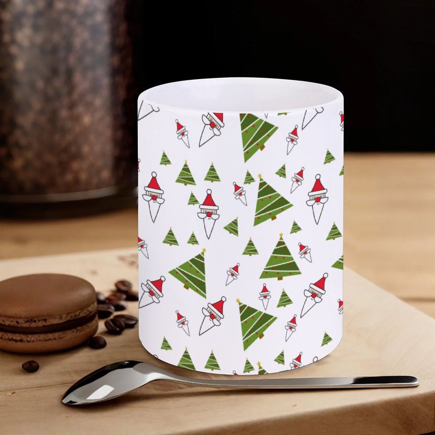 POD US Local White mug with full print, Christmas Tree, Santa Claus 0089