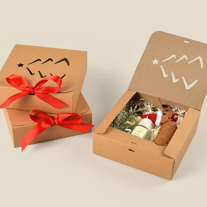 US Local 10 Pcs Christmas Gift Boxes With Lids And Red Ribbon Hollow Christmas Tree Beautiful Assorted Boxes Xmas Holiday Gift Wrap Boxes For Xmas Birthday Wedding Holiday Parties