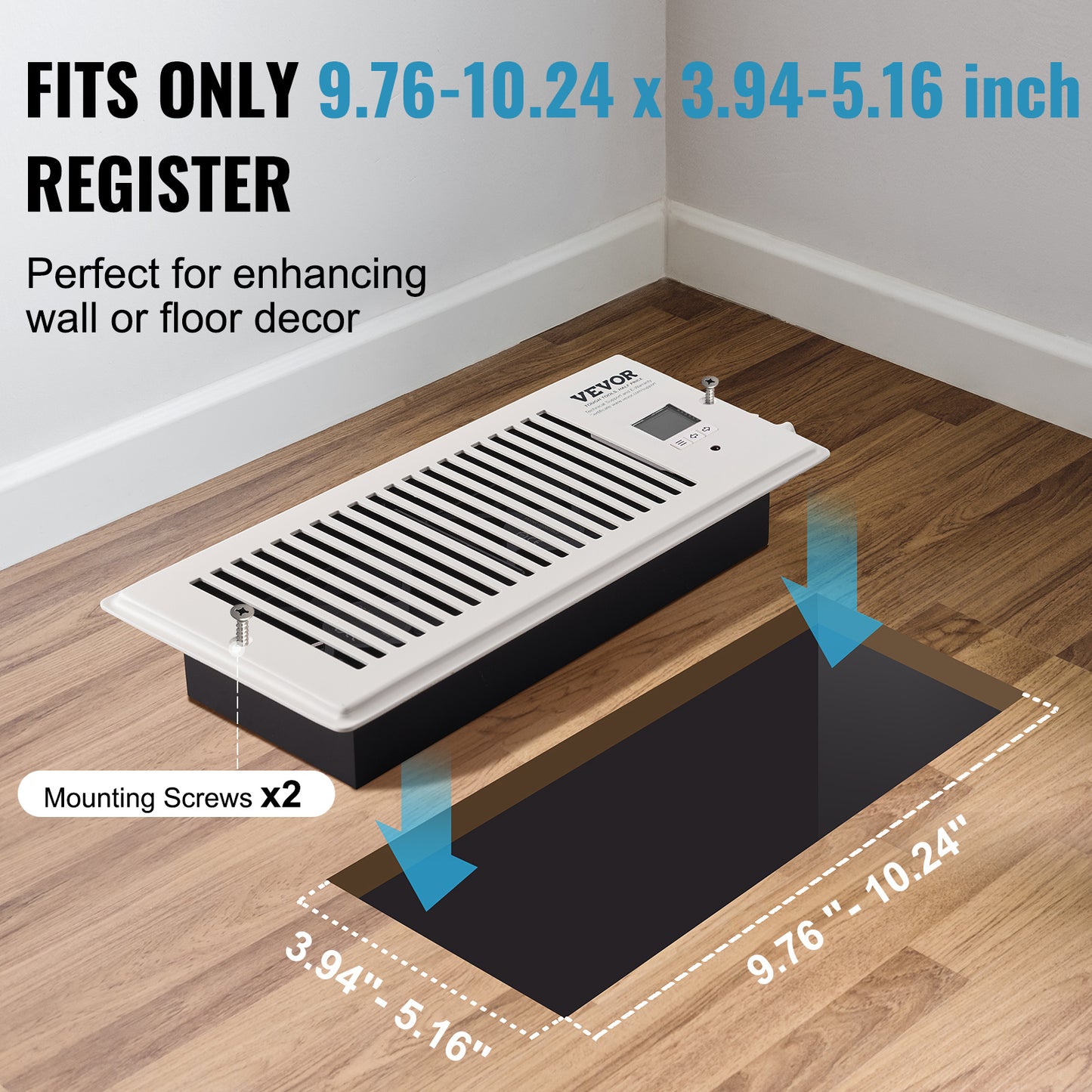 US Local VEVOR Register Booster Fan, Quiet Vent Booster Fan Fits Register Holes, With Remote Control And Thermostat Control, Adjustable Speed For Heating Cooling Smart Vent, White
