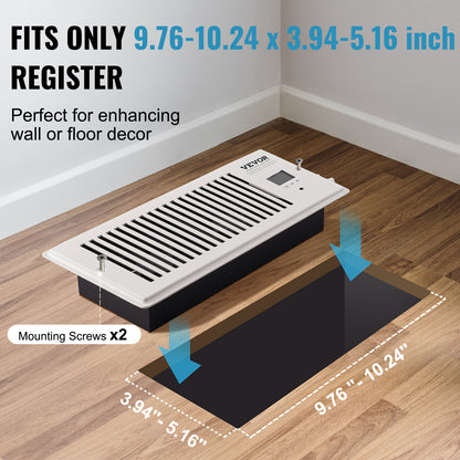 US Local VEVOR Register Booster Fan, Quiet Vent Booster Fan Fits Register Holes, With Remote Control And Thermostat Control, Adjustable Speed For Heating Cooling Smart Vent, White