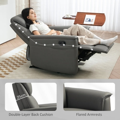 UK Local HOMCOM Recliner Armchair With Thick Padded Spring Cushion, Microfibre Manual Reclining Chair With Adjustable Leg Rest, Side Pockets For Living Room, Bedroom, Light Grey