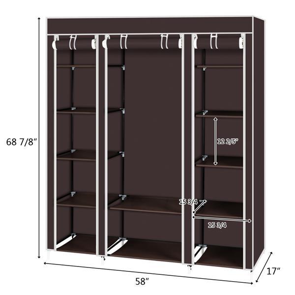US Local Non Woven Wardrobe With 5 Layers And 12 Compartments