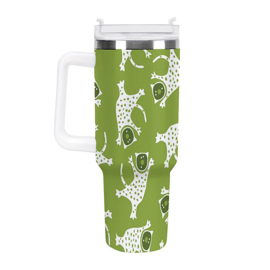 PHDT00223 POD US Local Tumbler 40 oz Large Capacity Car Cup Abstract, Cat, Green