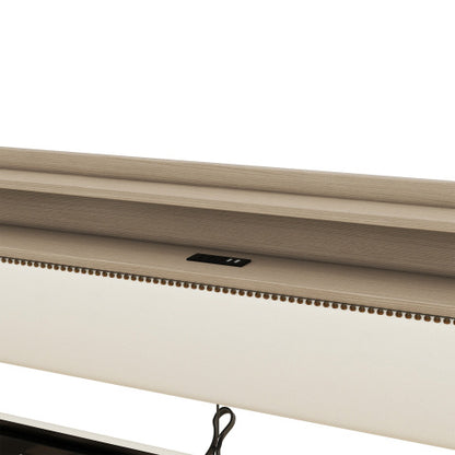 US Local Twin Size Daybed With Storage Drawers, Upholstered Daybed With Charging Station And LED Lights, Beige