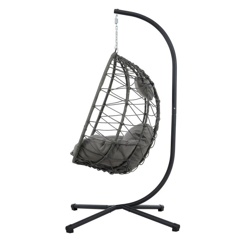 US Local Indoor And Outdoor Swing Chair With Stand, Patio Wicker Hanging Egg Chair, Hanging Basket Chair Suitable For Bedroom, Living Room And Balcony