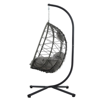 US Local Indoor And Outdoor Swing Chair With Stand, Patio Wicker Hanging Egg Chair, Hanging Basket Chair Suitable For Bedroom, Living Room And Balcony
