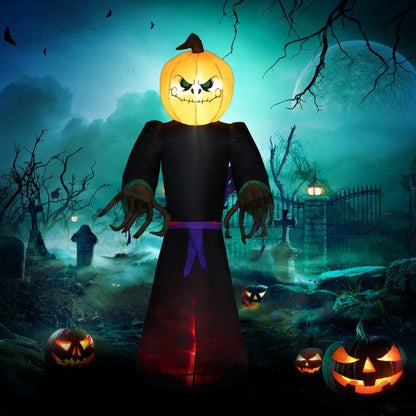 US Local HOMCOM 7 Halloween Inflatable Outdoor Decoration Reaper Ghost Pumpkin, Blow Up LED Yard Decor For Garden, Lawn, Party, Holiday, Waterproo