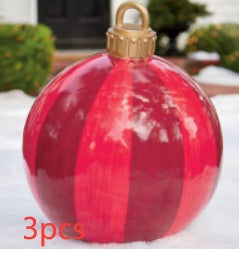 US Local Christmas Ornament Ball Outdoor Pvc 60CM Inflatable Decorated Ball PVC Giant Big Large Balls Xmas Tree Decorations Toy Ball