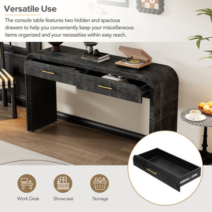 US Local Unique Retro Silhouette Console Table, Open Style, Two Top Drawers For Entrance, Dining Room, Living Room