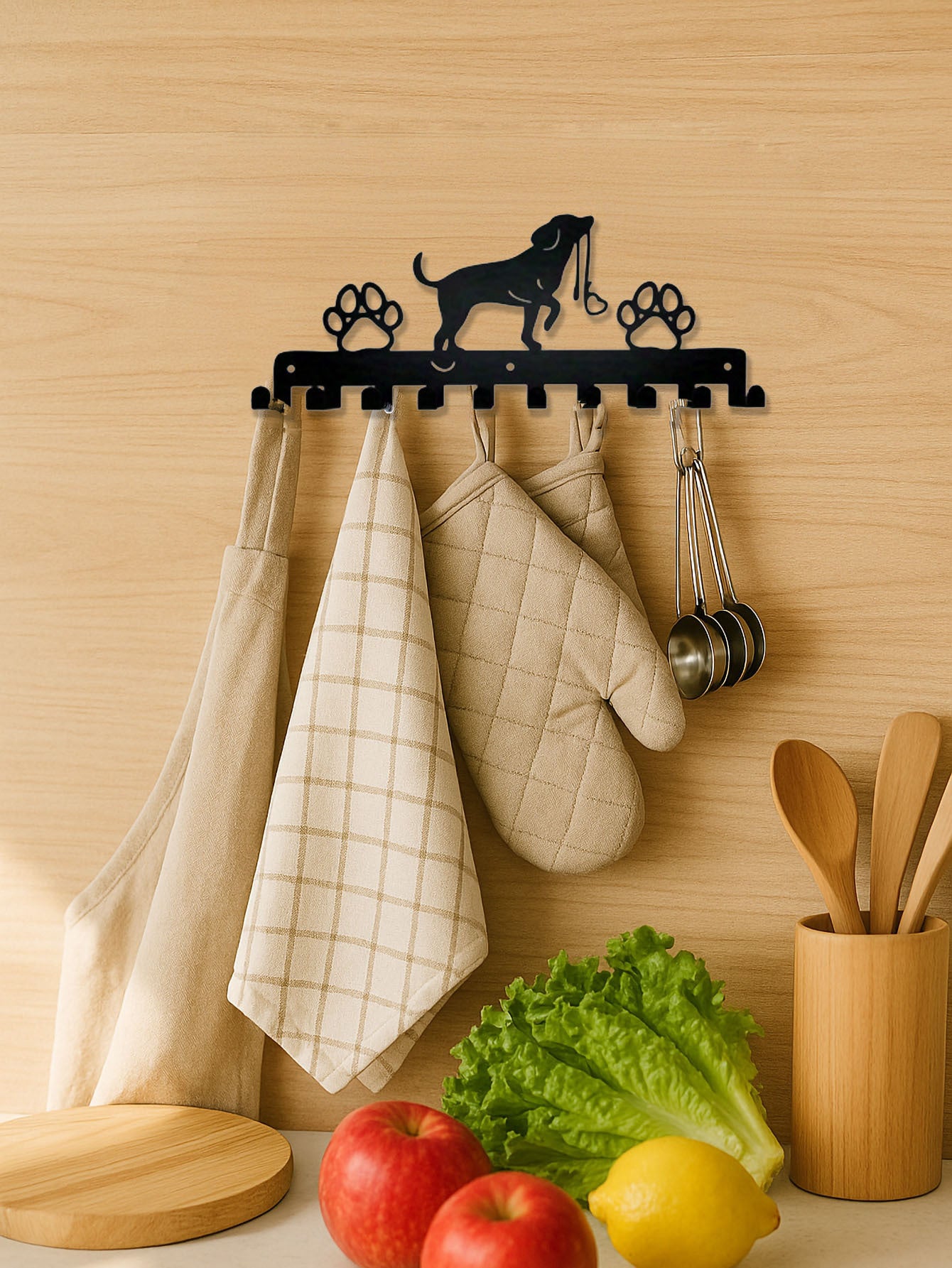 US Local 1Pc Cute Rustic Wall Rack W Hooks - Space-Saving Storage For Coats, Hats,Towels