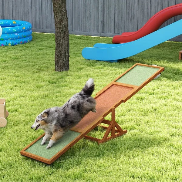US Local Wooden Dog Agility Seesaw For Training And Exercise, Weather Resistant, 83 L X 16 W X 14 H Inch