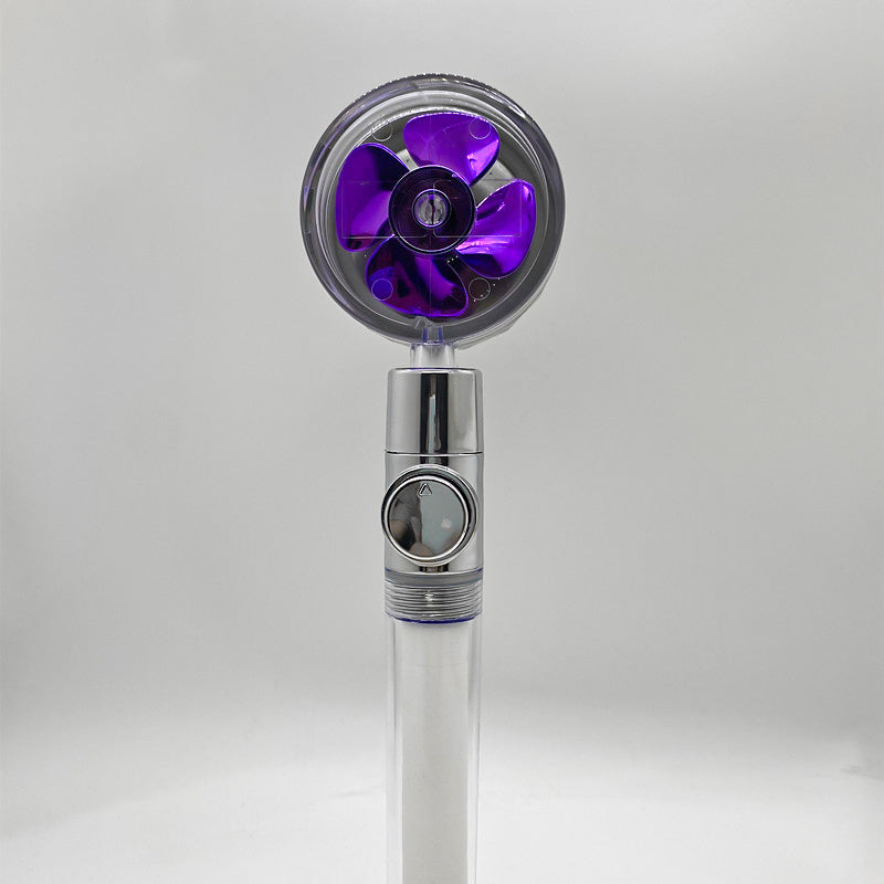 US Local Shower Head Water Saving Flow 360 Degrees Rotating With Small Fan ABS Rain High Pressure Spray Nozzle Bathroom Accessories